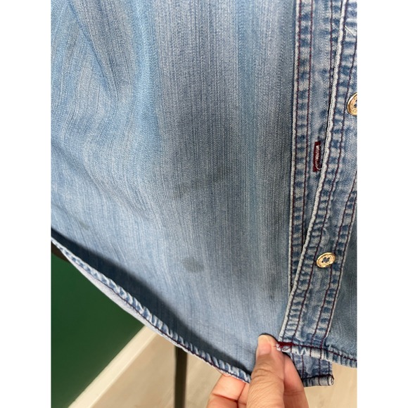Tommy Hilfiger Denim Chambray Shirt Button Down Top Womens XS Long Sleeve Casual - Picture 10 of 12